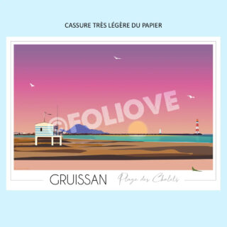 Affiche Gruissan Plage des Chalets | Imparfaite 50×70 cm par la marque Foliove Foliove - Affiche Gruissan Plage des Chalets | Imparfaite 50×70 cm