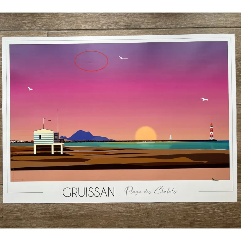 Foliove - Affiche Gruissan Plage des Chalets | Imparfaite 50x70 cm – 50x70 cm (B2)