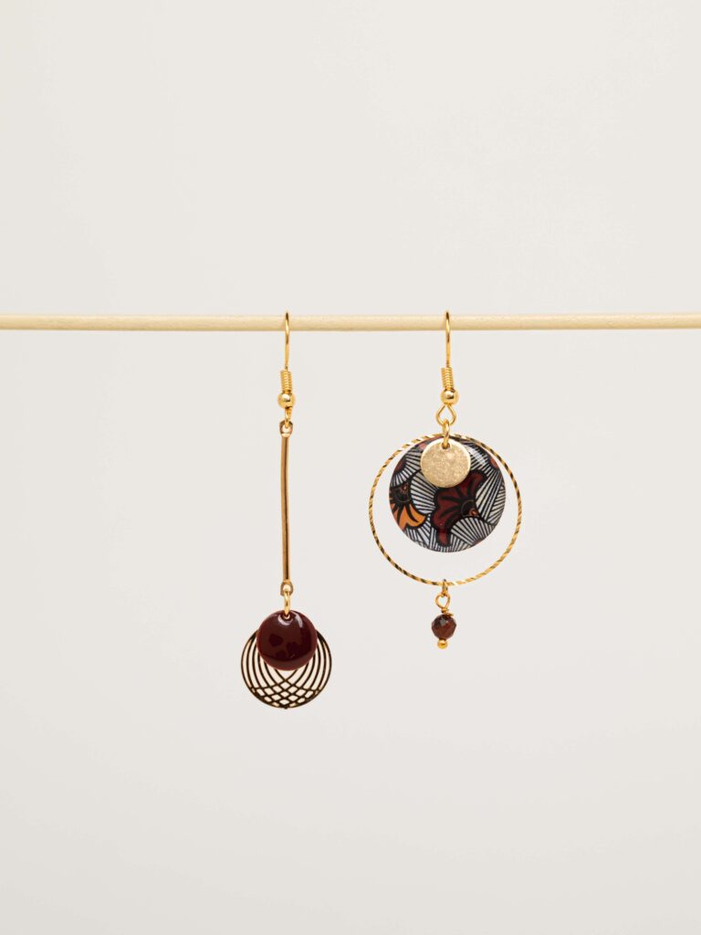 LILIBELLULE boucles doreilles fond creme 151 lili-bellule - CALIMA – Marron / Or