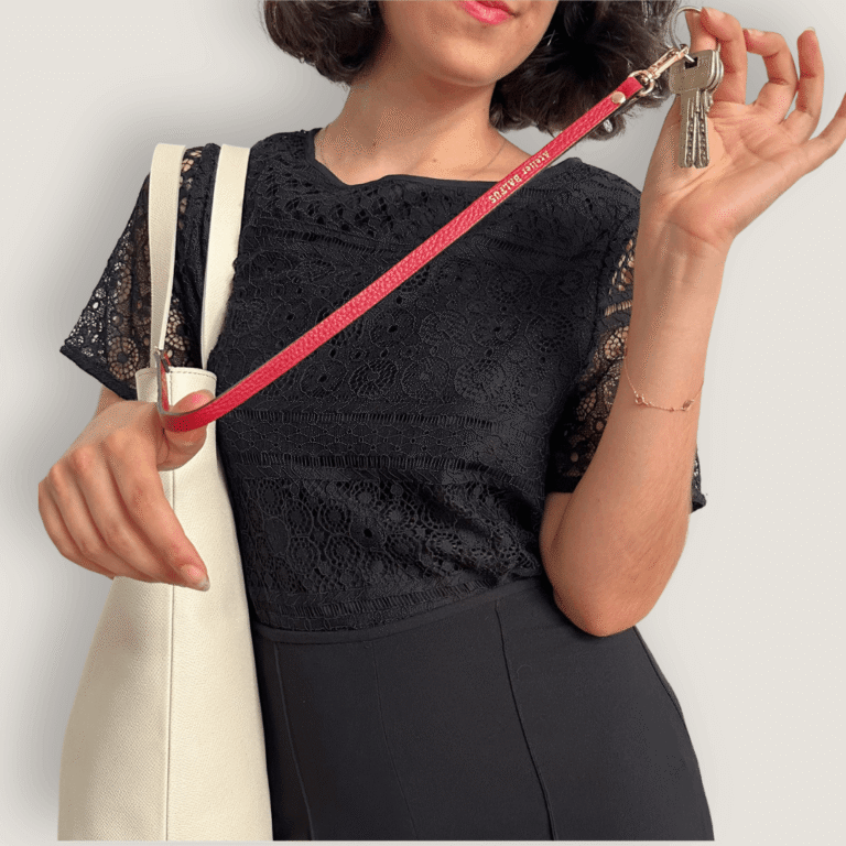 Atelier BALTUS - Porte-clé lien double mousqueton en cuir – Noir lisse (court)