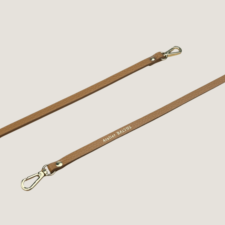 Atelier BALTUS - Porte-clé lien double mousqueton en cuir – Noir lisse (court)
