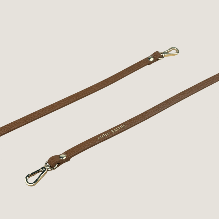 Atelier BALTUS - Porte-clé lien double mousqueton en cuir – Noir lisse (court)