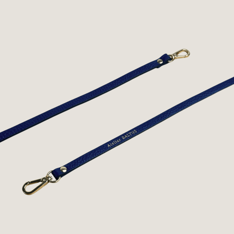 Atelier BALTUS - Porte-clé lien double mousqueton en cuir – Noir lisse (court)