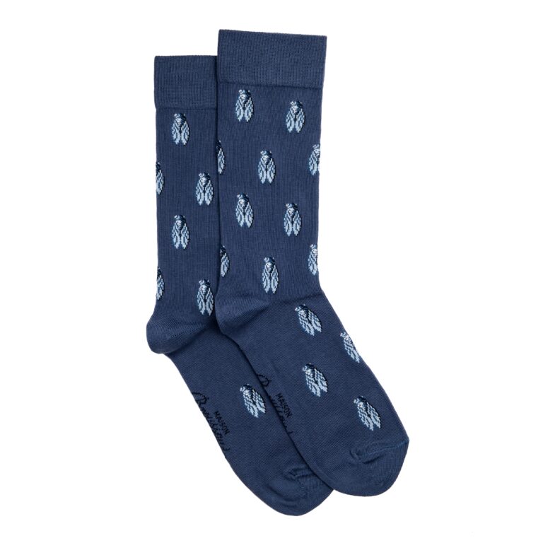 Maison Broussaud - Les cigales - chaussettes homme - coton bleu – 43/46 / BLEU