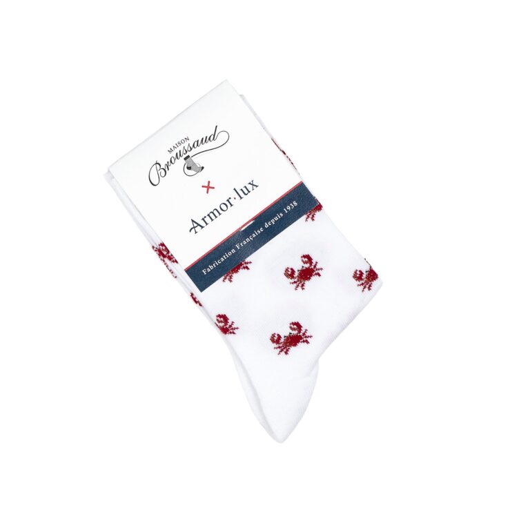 Maison Broussaud - Les crabes Armor-lux x Maison Broussaud - chaussettes femme - coton blanc rouge – 39/41 / BLANC/ROUGE