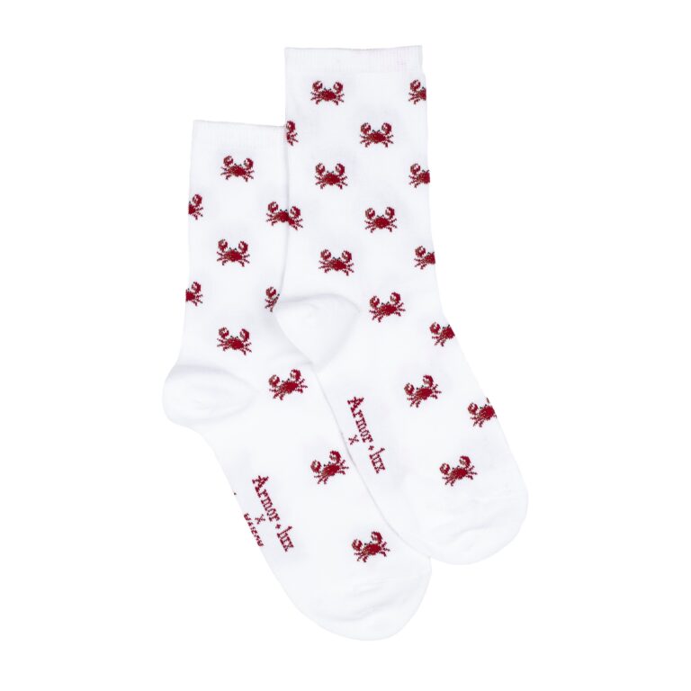 Maison Broussaud - Les crabes Armor-lux x Maison Broussaud - chaussettes femme - coton blanc rouge – 39/41 / BLANC/ROUGE