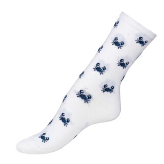 Les crabes Armor-lux x Maison Broussaud – chaussettes femme – coton blanc bleu par la marque Maison Broussaud Maison Broussaud - Les crabes Armor-lux x Maison Broussaud – chaussettes femme – coton blanc bleu