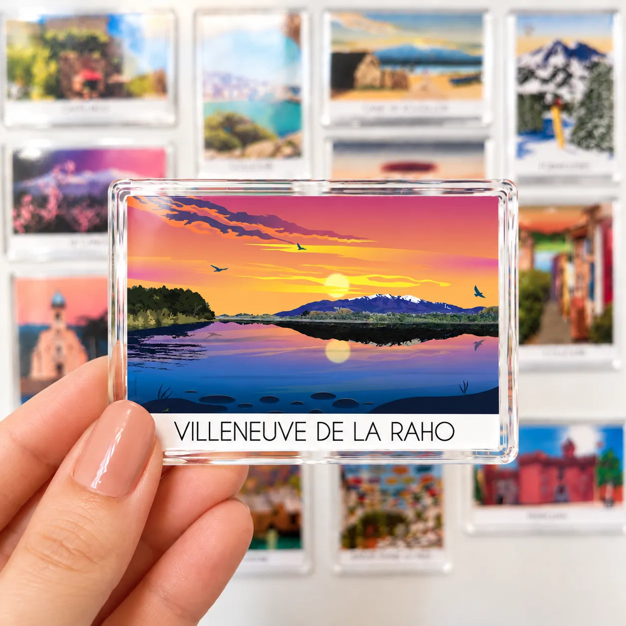 Magnet Villeneuve de la raho soleil 1 Foliove - Magnet Lac de Villeneuve-de-la-Raho