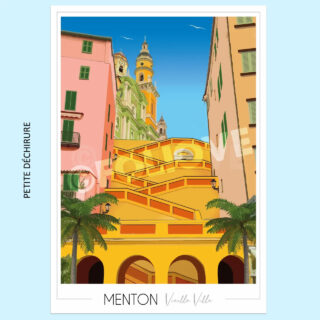 Affiche Menton Vieille ville | Imparfaite 50×70 cm par la marque Foliove Foliove - Affiche Menton Vieille ville | Imparfaite 50×70 cm