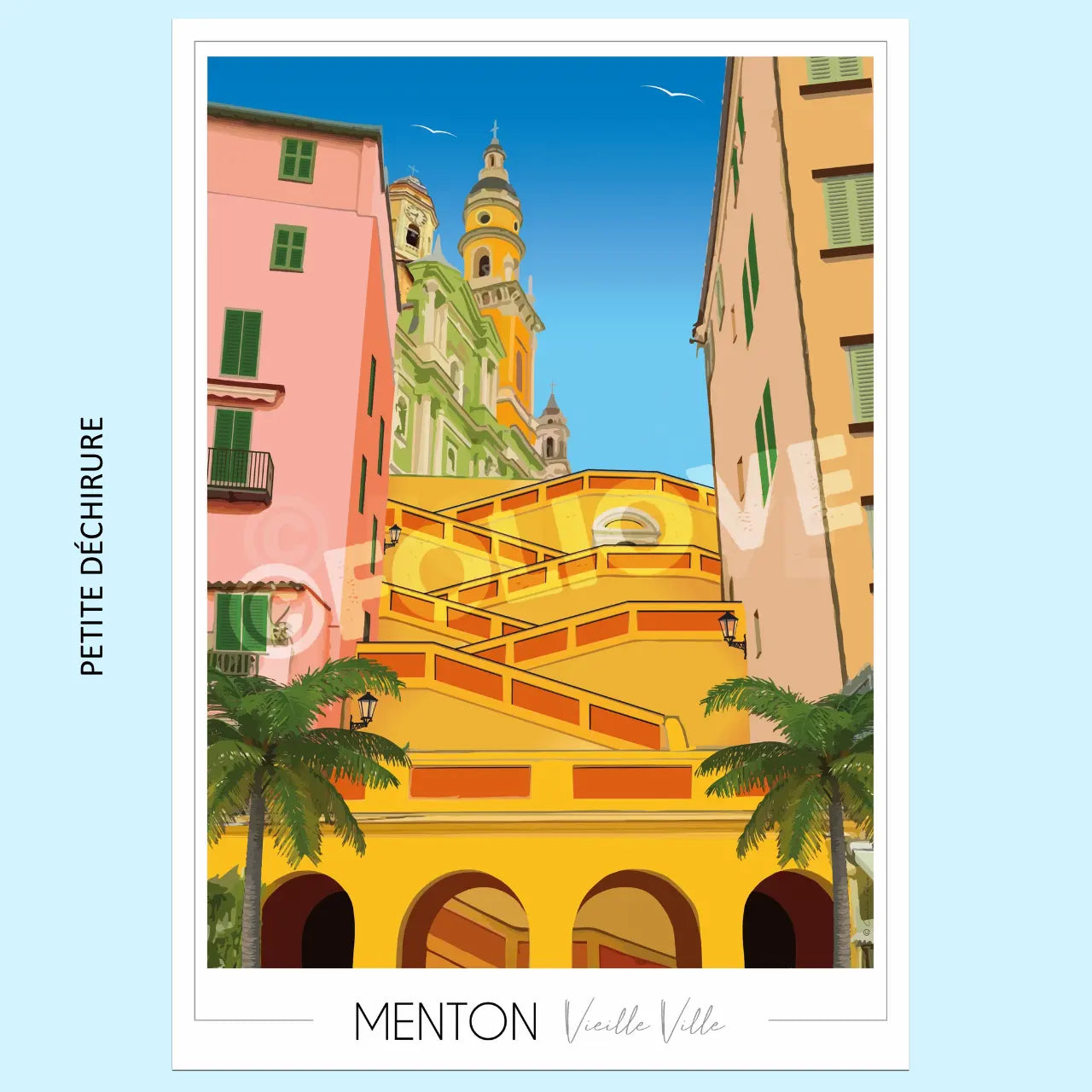 Mentonescaliersimparfaite Foliove - Affiche Menton Vieille ville | Imparfaite 50x70 cm – 50x70 cm (B2)