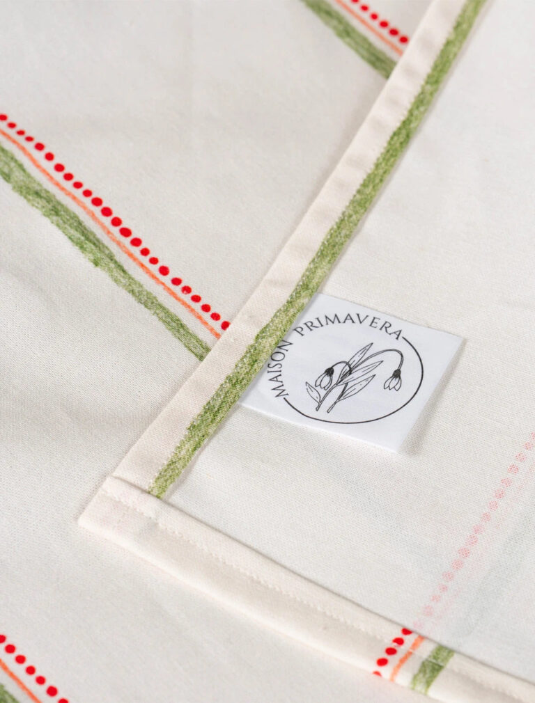 Maison Primavera - Nappe en coton et lin à motif Lisière - La Clé des champs – Ø 160 cm
