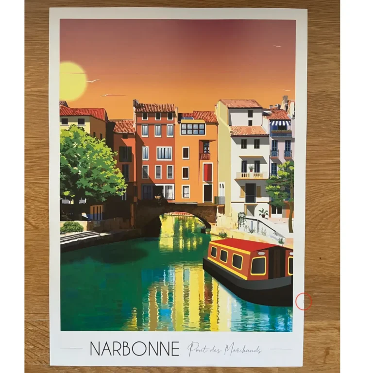 Foliove - Affiche Narbonne Pont des Marchands | Imparfaite 30x42 cm – 30x42 cm (A3)