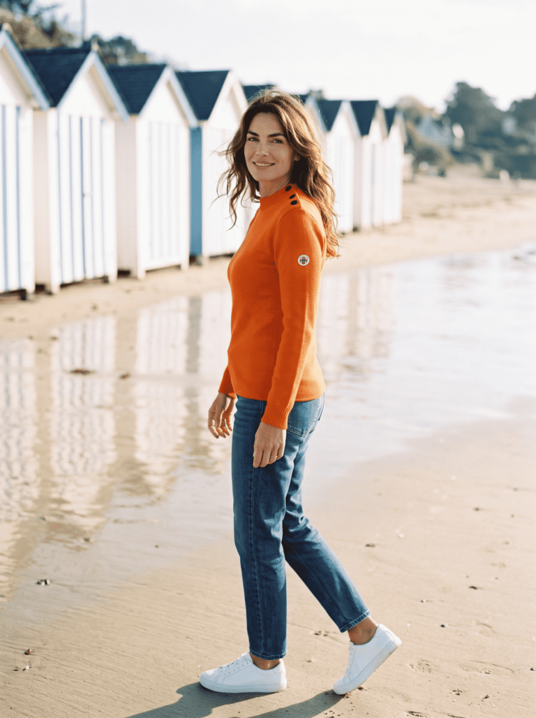 Baie des Caps - Pull marin femme Petit Erquy 100% laine vierge Bretagne – Marine Emeraude / 1 (XS)