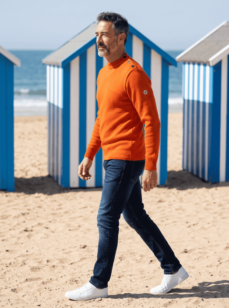 Baie des Caps - Pull marin Petit Erquy 100% laine vierge – Bleu Jean / 0 (XXS)