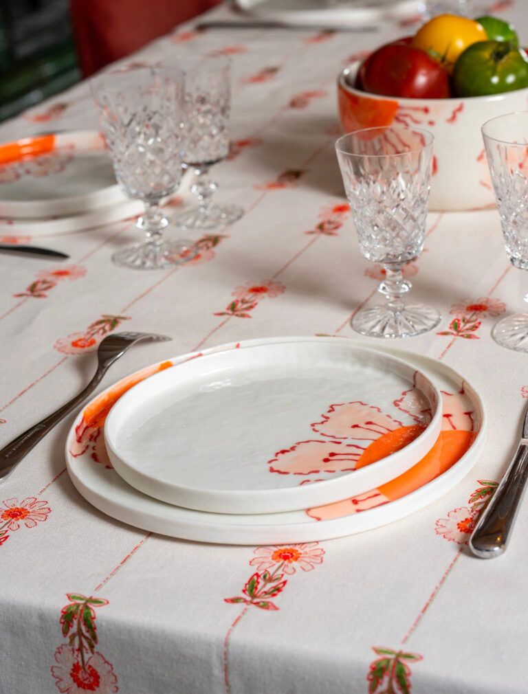 Maison Primavera - Assiette à dessert en porcelaine à motif Marguerite - La Clé des champs