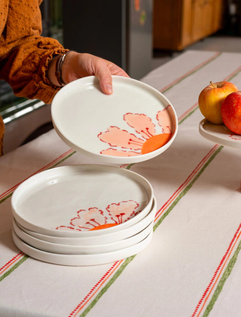 Maison Primavera - Assiette à dessert en porcelaine à motif Marguerite - La Clé des champs