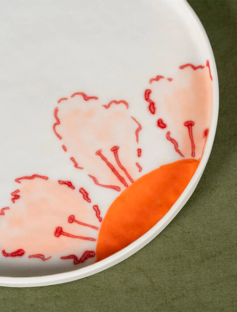 Maison Primavera - Assiette à dessert en porcelaine à motif Marguerite - La Clé des champs