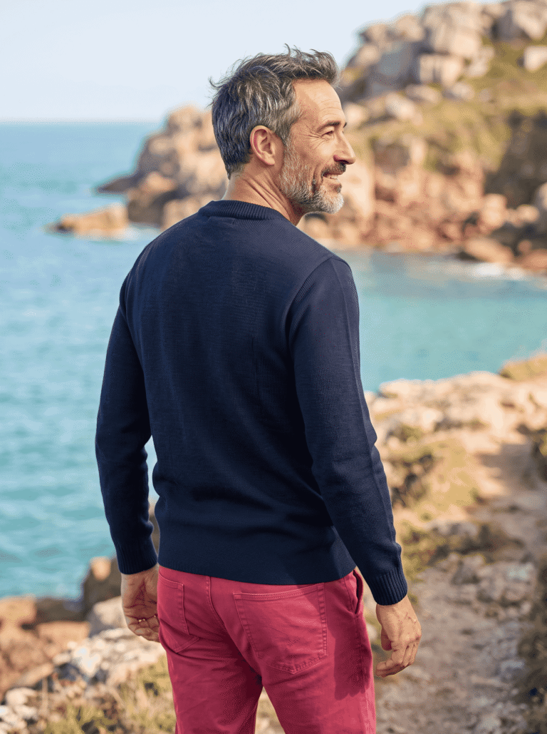 Baie des Caps - Pull marin Petit Erquy 100% laine vierge – Bleu Jean / 0 (XXS)