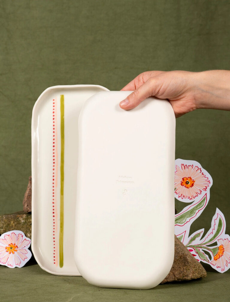 Maison Primavera - Plat à cake en porcelaine à motif Lisière - La Clé des champs