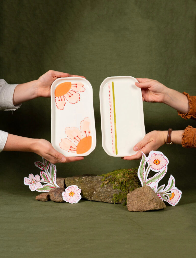 Maison Primavera - Plat à cake en porcelaine à motif Lisière - La Clé des champs