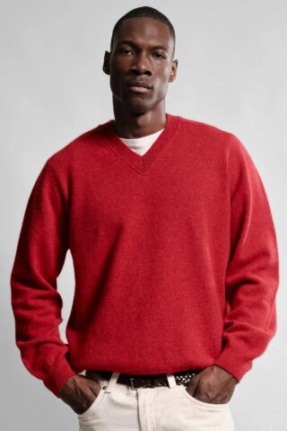 Nitto Knitwear - Pull Col V Armen – Rouge Poppy Mix