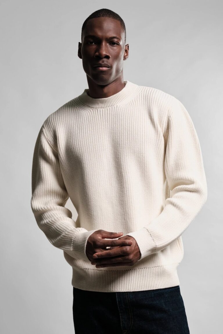 PULL LAINE MERINOS ECRU VASKEN 1 Nitto Knitwear - Pull Col rond Vasken - Écru – XL
