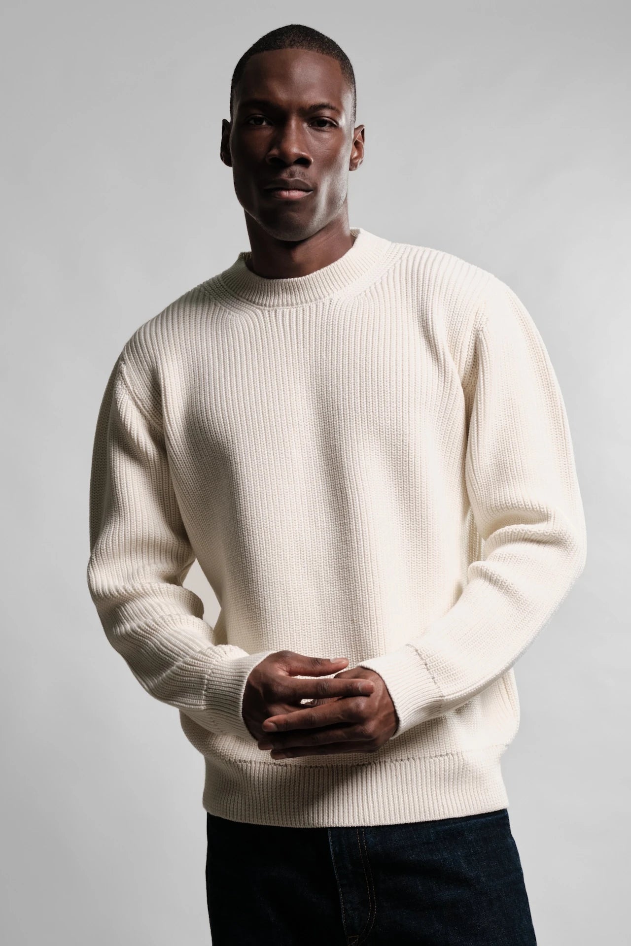 PULL LAINE MERINOS ECRU VASKEN 1 Nitto Knitwear - Pull Col rond Vasken - Écru – XL