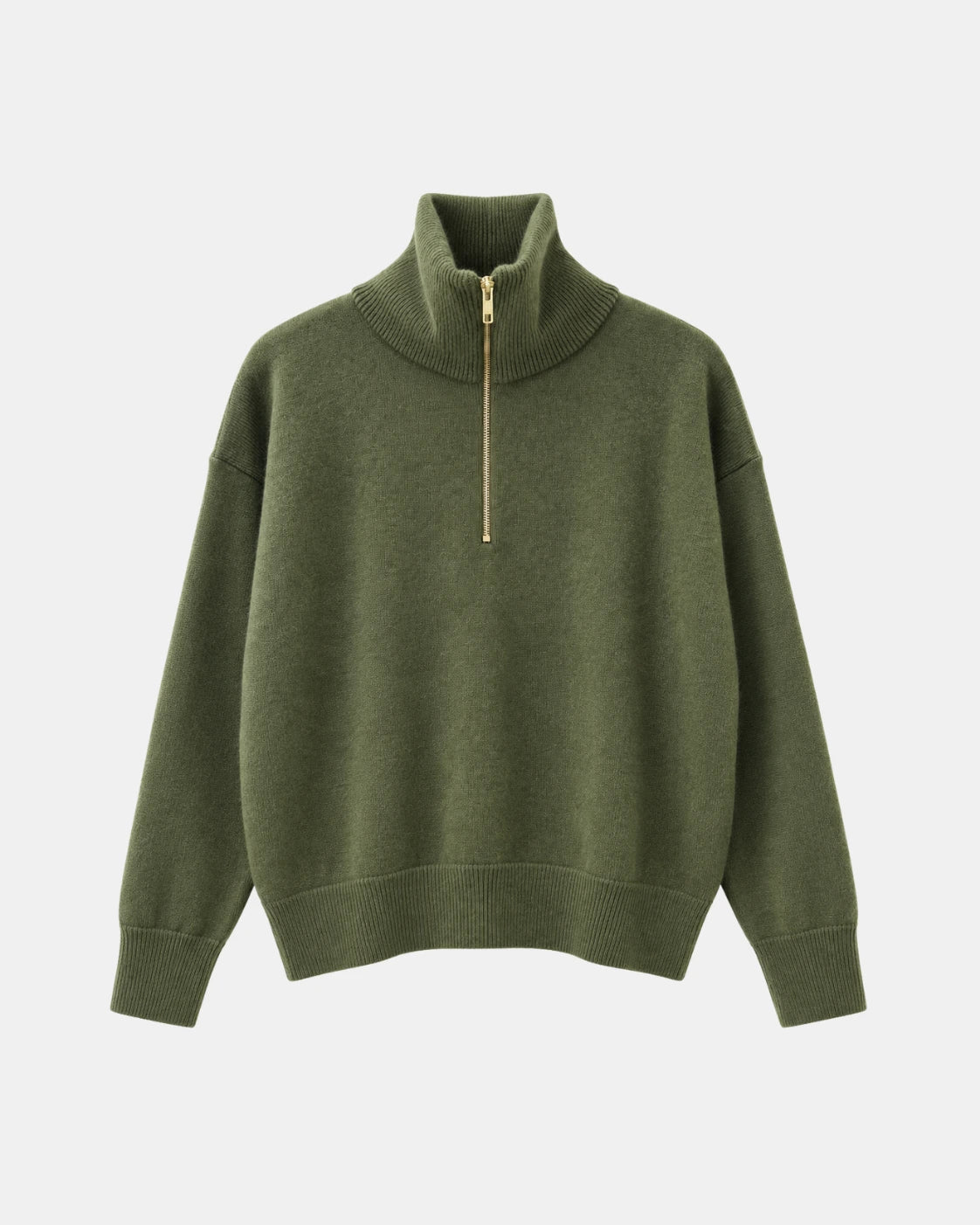 PULL TSOLINE ZIPPE ARMY PACKSHOT Tricots Jean Marc - Pull Col Zippé Tsoliné - Army – L