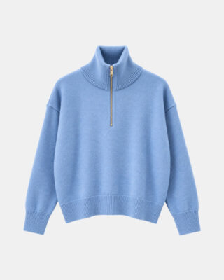 Pull Col Zippé Tsoliné – Bleu Harbour par la marque Tricots Jean Marc Tricots Jean Marc - Pull Col Zippé Tsoliné – Bleu Harbour