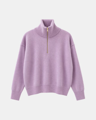 Pull Col Zippé Tsoliné – French Lilac par la marque Tricots Jean Marc Tricots Jean Marc - Pull Col Zippé Tsoliné – French Lilac