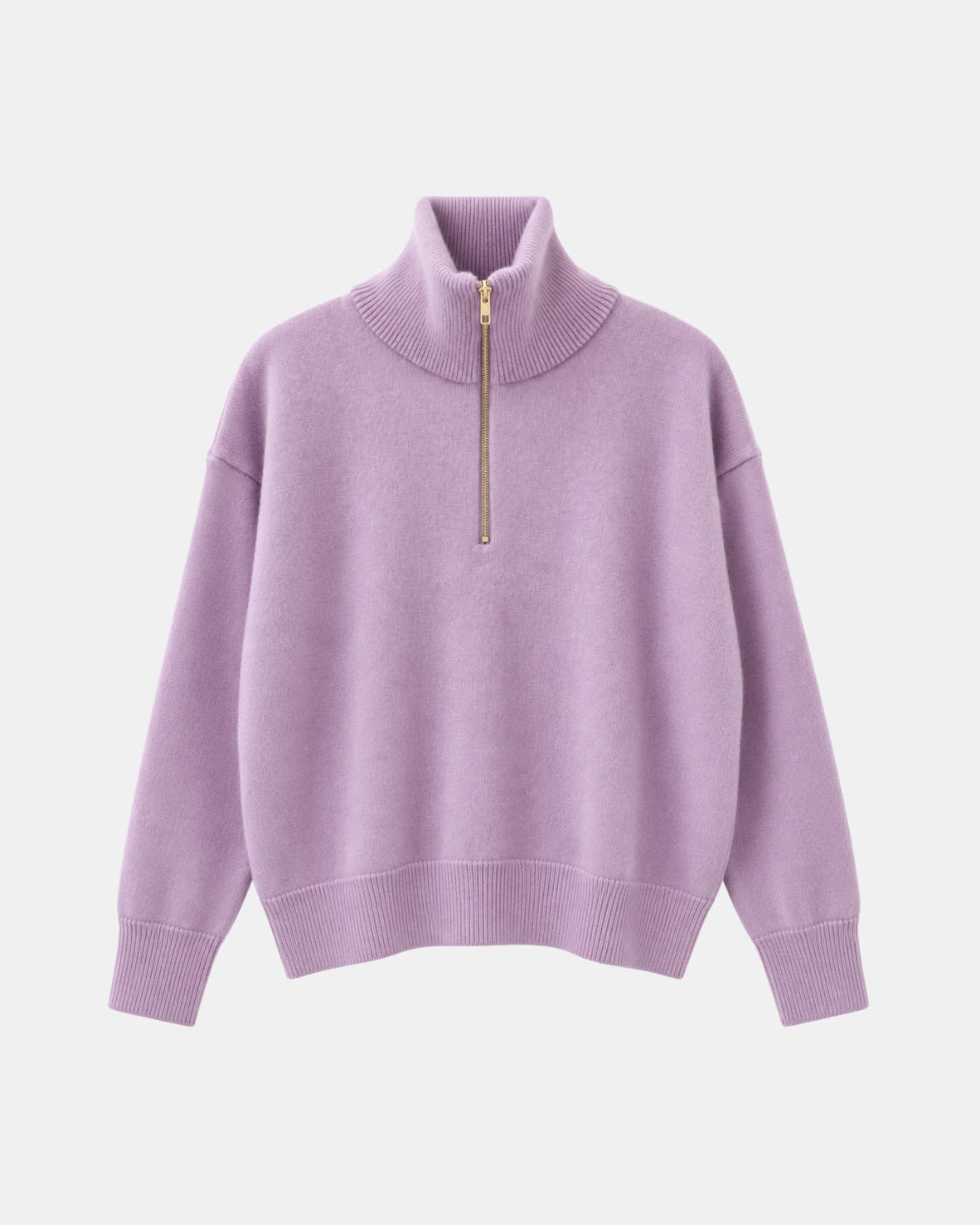 PULL TSOLINE ZIPPE FRENCH LILAC PACKSHOT Tricots Jean Marc - Pull Col Zippé Tsoliné - French Lilac – L