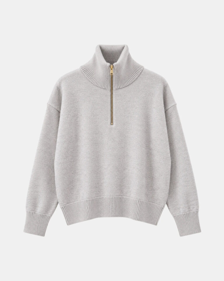PULL TSOLINE ZIPPE QUARTZ PACKSHOT Tricots Jean Marc - Pull Col Zippé Tsoliné - Quartz – L