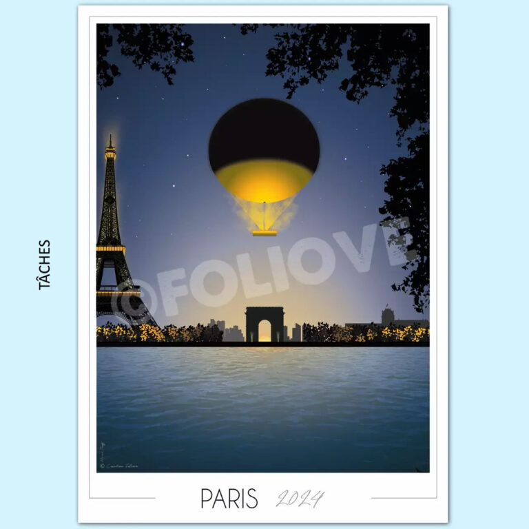Paris202450x70imparfaitetaches Foliove - Affiche Paris 2024 Vasque Olympique 250g | Imparfaite 50x70 cm – 50x70 cm (B2)