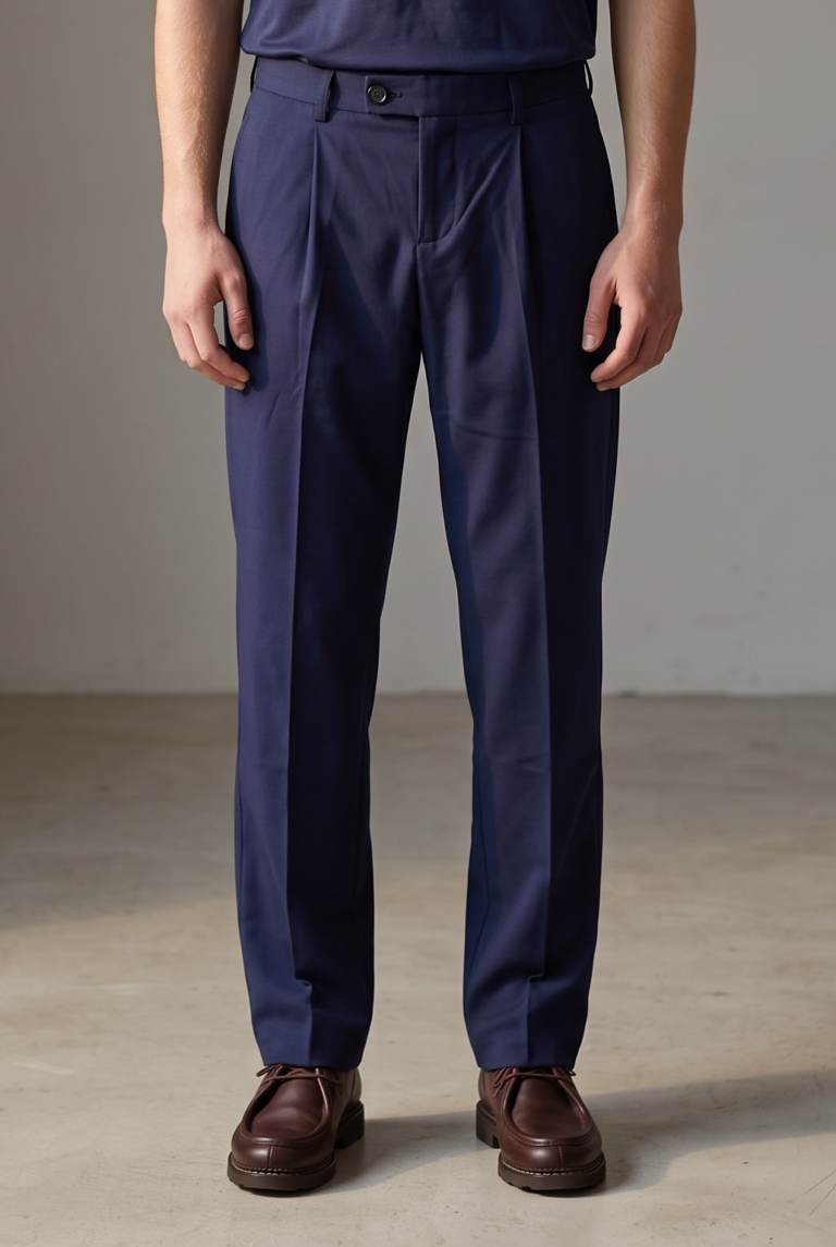 Photoroom 20260721 122450N JAGVI. Rive Gauche - Pantalon Pleats en coton bio marine – marine / FR:48/ US:38