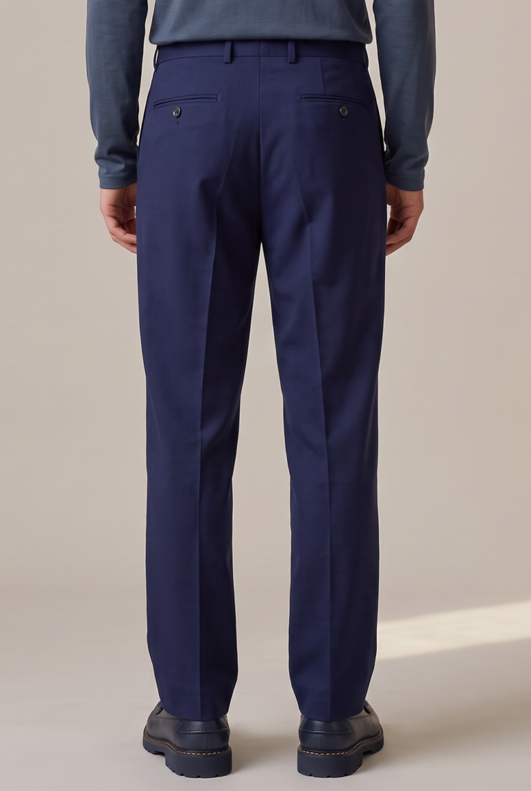 JAGVI. Rive Gauche - Pantalon Pleats en coton bio marine – marine / FR:48/ US:38