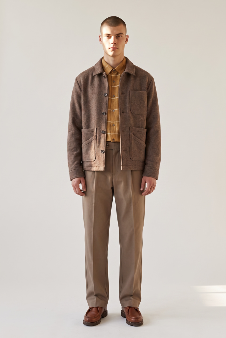 JAGVI. Rive Gauche - Veste Workwear laine marron glacé – marron glacé / XXL