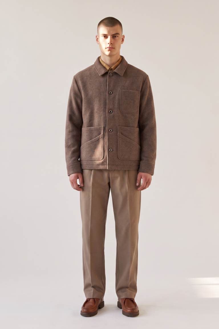 JAGVI. Rive Gauche - Veste Workwear laine marron glacé – marron glacé / XXL