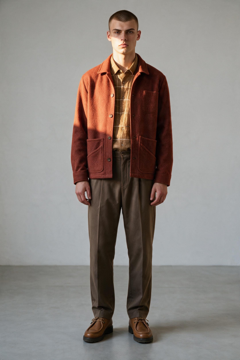 JAGVI. Rive Gauche - Veste Workwear laine rouille orange – rouille orange / XXL