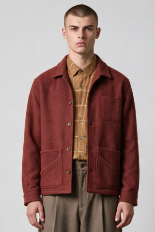 Veste Workwear laine rouille orange par la marque JAGVI. RIVE GAUCHE JAGVI. RIVE GAUCHE - Veste Workwear laine rouille orange