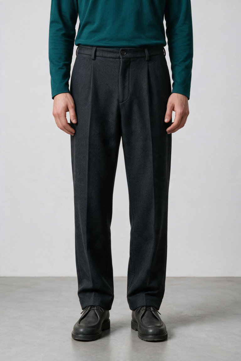Photoroom 20261017 180156 JAGVI. Rive Gauche - Pantalon Pleats en coton denim bio kaki – kaki / FR:46 / US:36