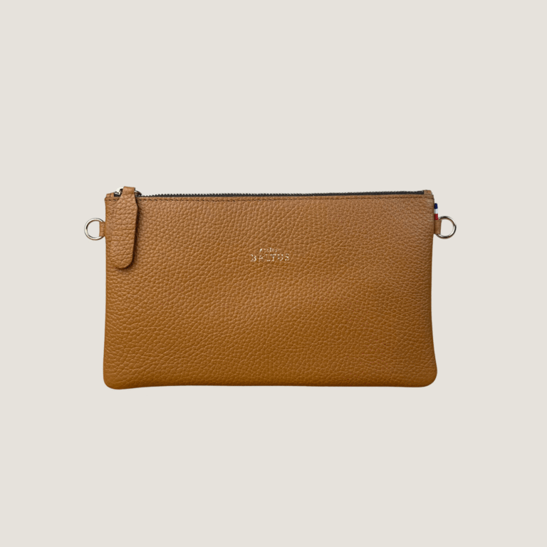 Atelier BALTUS - Juliette - Pochette plate en cuir – Citron / Bandoulière fine