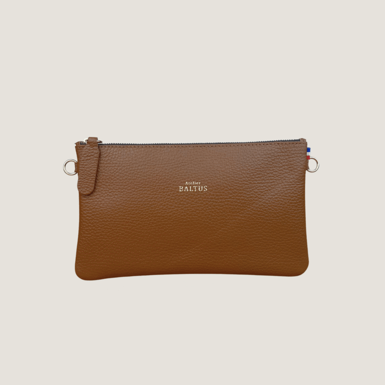 Atelier BALTUS - Juliette - Pochette plate en cuir – Citron / Bandoulière fine