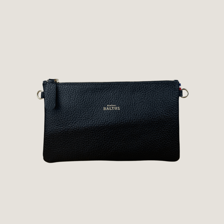 Atelier BALTUS - Juliette - Pochette plate en cuir – Citron / Bandoulière fine