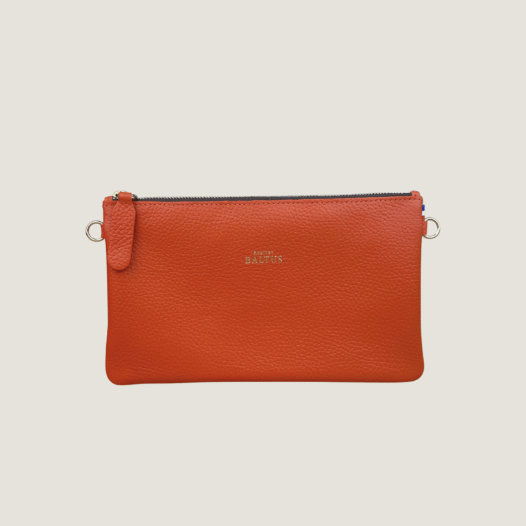Atelier BALTUS - Juliette - Pochette plate en cuir – Citron / Bandoulière fine