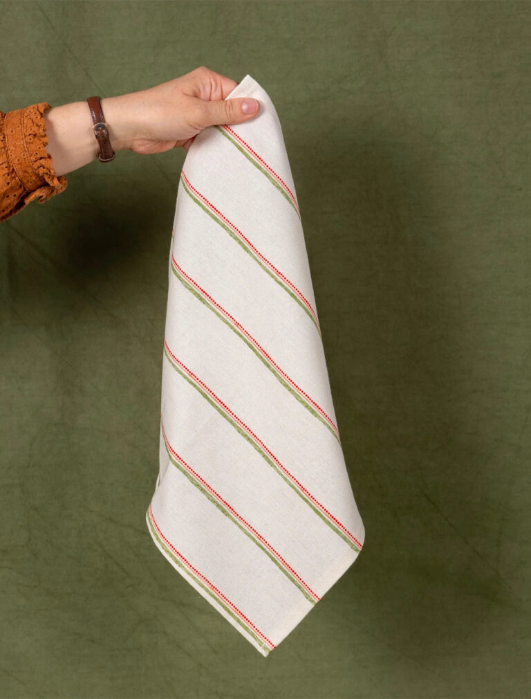 Maison Primavera - Lot de 6 serviettes en coton et lin à motif Lisière - La Clé des champs – 50 x 50 cm