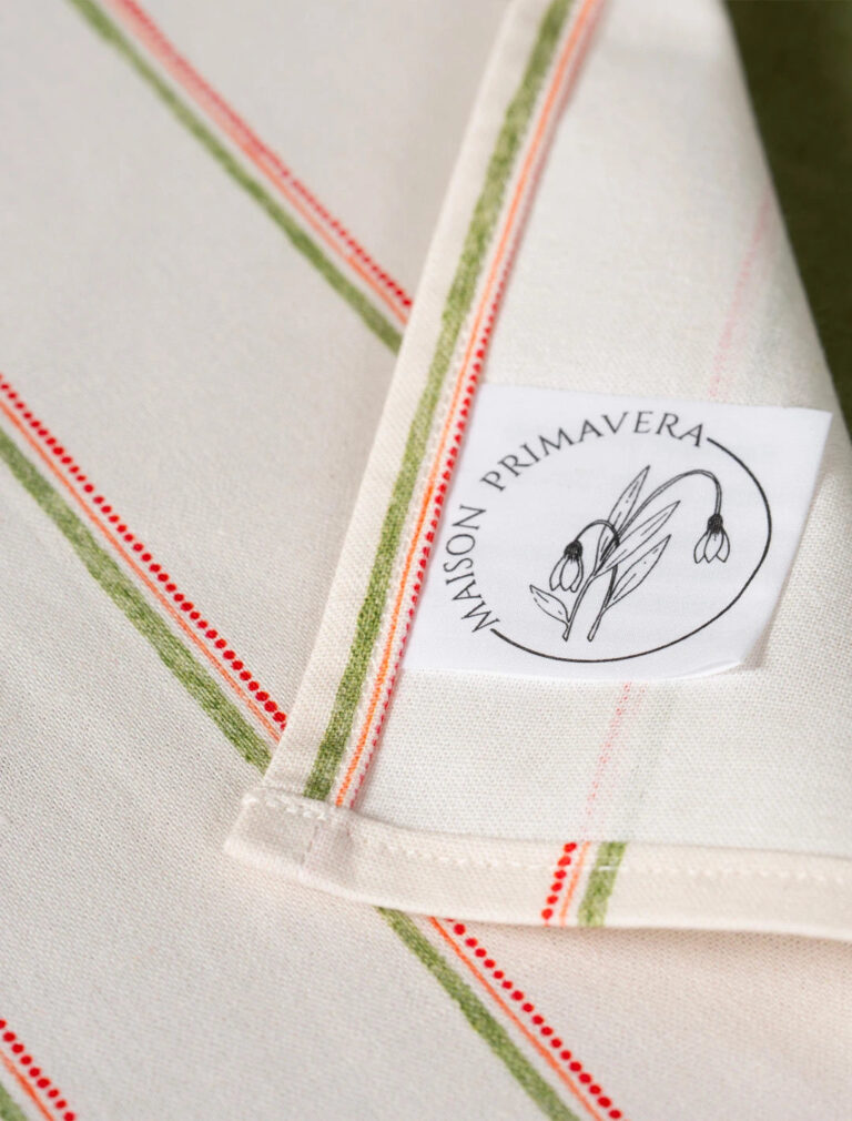 Maison Primavera - Lot de 6 serviettes en coton et lin à motif Lisière - La Clé des champs – 50 x 50 cm
