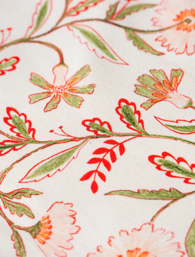 Maison Primavera - Lot de 6 serviettes en coton et lin à motif Prairie - La Clé des champs – 50 x 50 cm