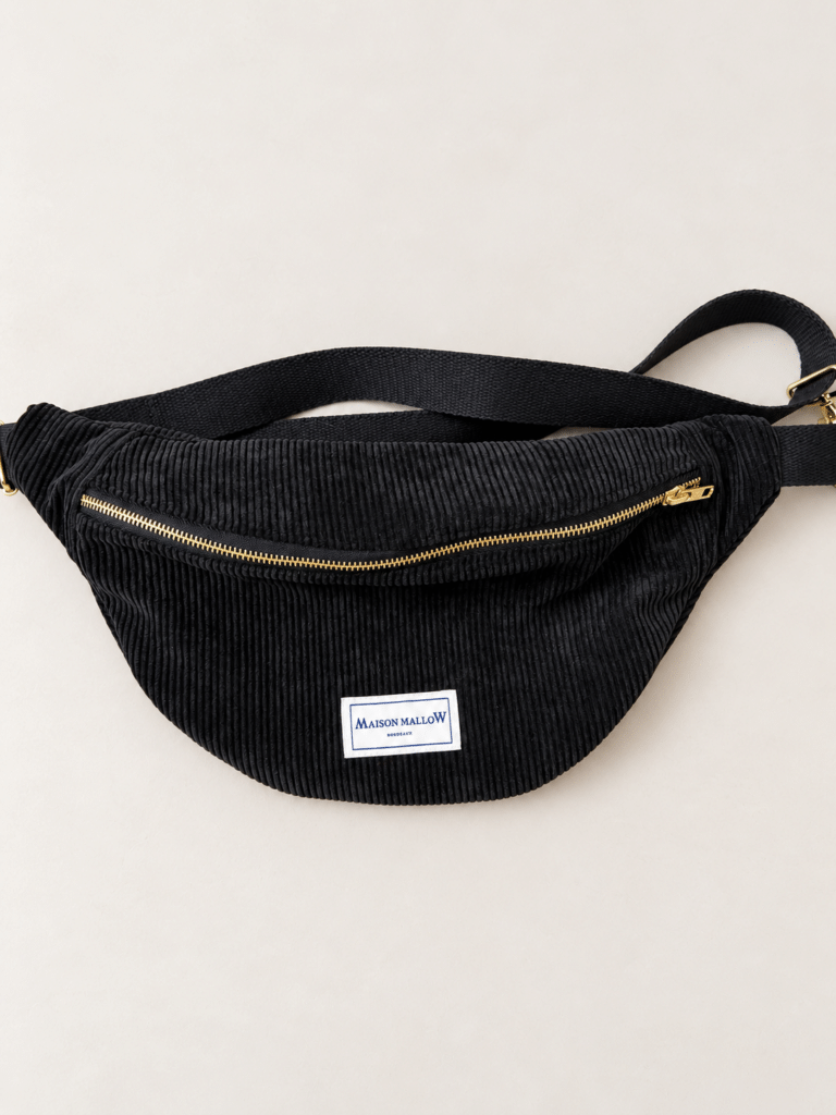 Maison Mallow - Sac banane en velours côtelé noir
