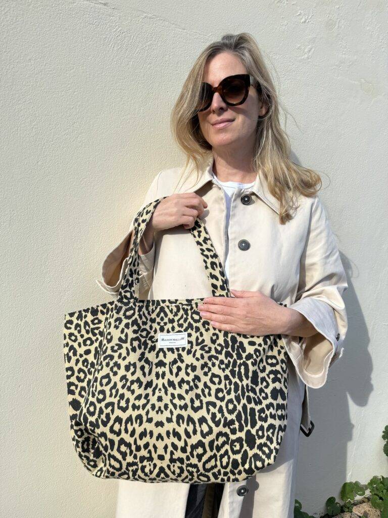 Maison Mallow - Sac Cabas Medium jean léopard noir et beige