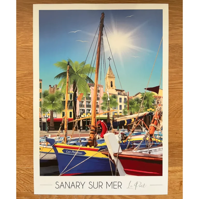 Foliove - Affiche Sanary-sur-Mer | Imparfaite 30x42 cm – 30x42 cm (A3)